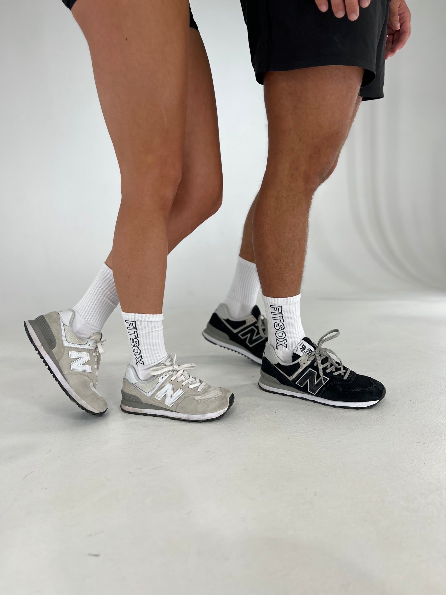 Fitsox Crew Cotton Socks - White (Black Writing)