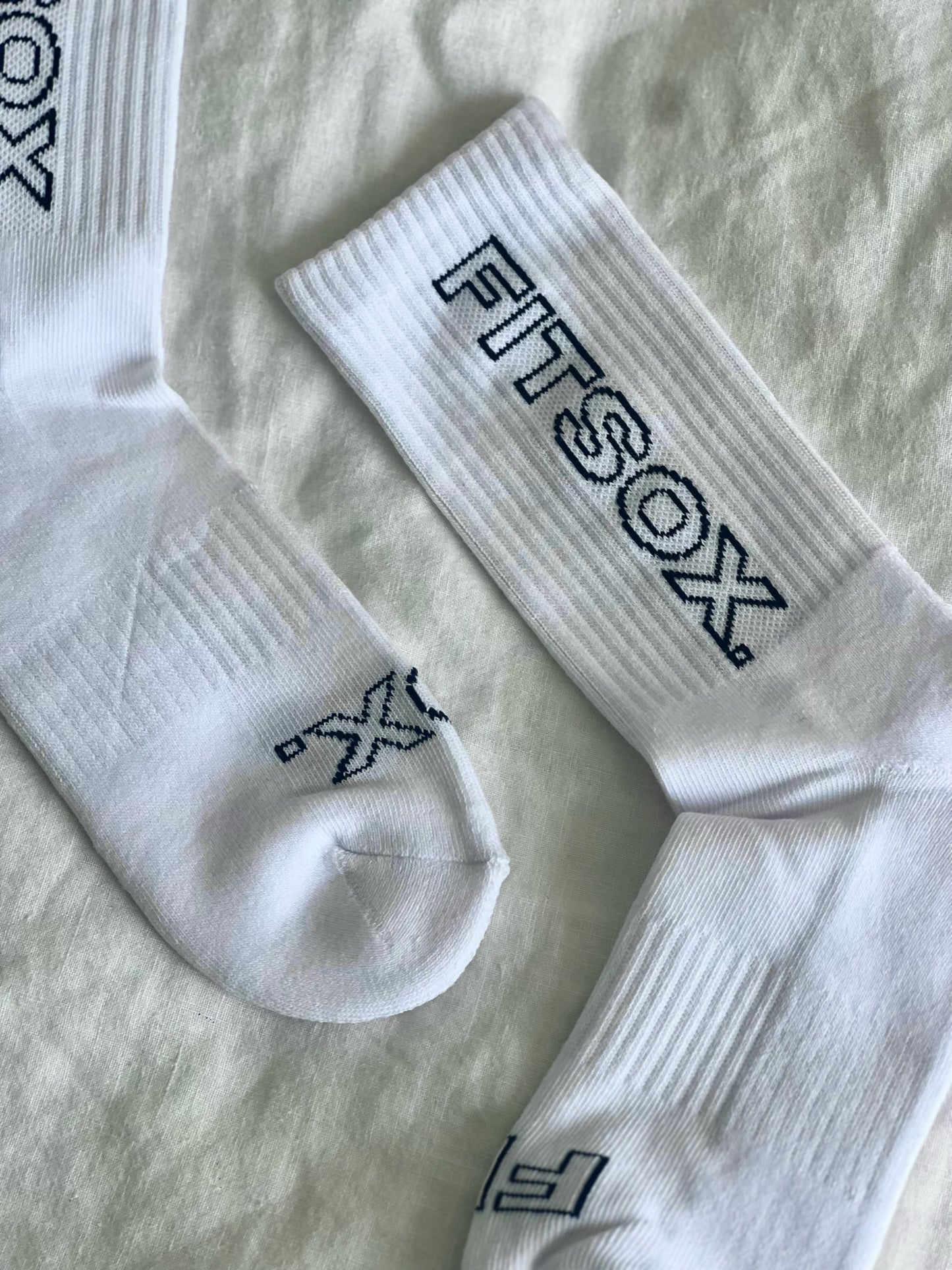 Fitsox Crew Cotton Socks - White (Black Writing)
