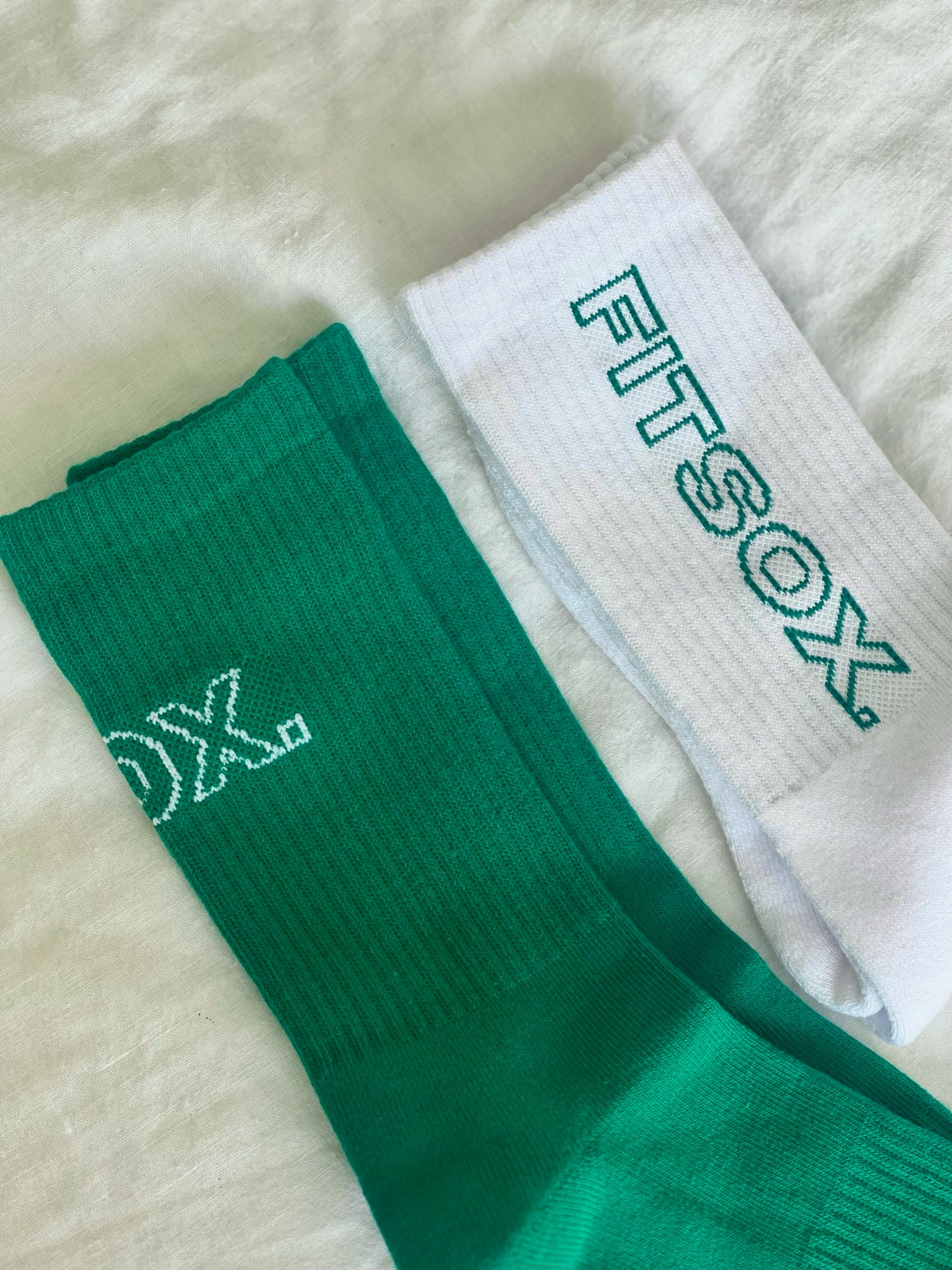 Fitsox Crew Socks - 2 pack - Green & White